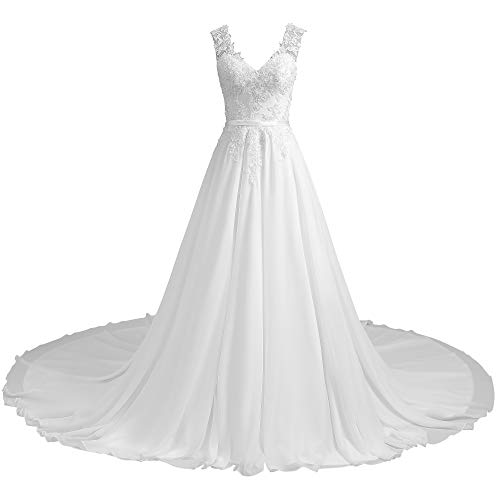 Romantic-Fashion Brautkleid Hochzeitskleid Weiß Modell W195 A-Linie Stickerei Satin DE Größe 46 von Romantic-Fashion