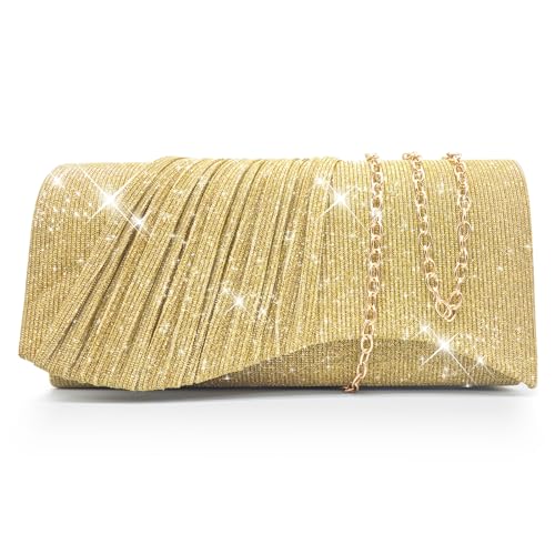 Ronronner Kettentasche, Clutch, Clutch Bag, Clutch Damen, Glitzer Abendtasche, Brauttasche, Damen Clutch FüR Hochzeit Party Freizeit Date, Muttertagsgeschenke für Mama - Gold von Ronronner