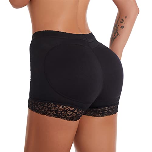 Ronronner Damen PushUp Höschen Glutei Damen Gepolsterte Unterhosen mit Bauch mit Damen Gepolsterte Unterwäsche mit 2 herausnehmbaren Pads, Atmungsaktive Spitze Shorts und Elastisch, Schwarz , 36 von Ronronner