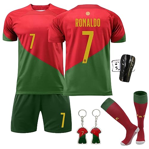 Ronronner Fußballtrikot für Kinder,Fußballtrikot,Kurzarmtrikot Shorts Set,Fussball Jersey Football Trikots,Nr.7,50Jersey Fußballtrikot mit Socken für Erwachsene und Kinder von Ronronner