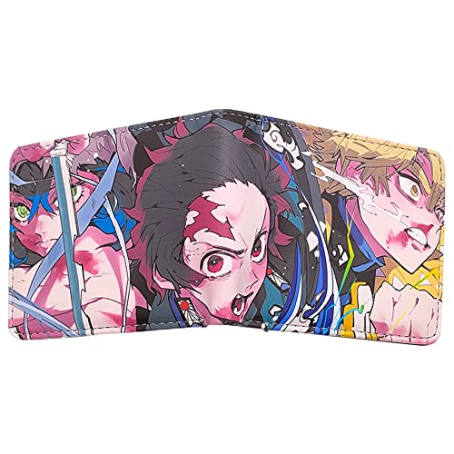 Anime Wallet Ghost Killer Anime Image Print 3D Cartoon Double Fold Wallet PU Leather Cartoon Comic Short Wallet Pocket Card Holder Cartoon Pattern Multifunctional Wallet Game Fans Teen Anime Fans Gift von Ropniik