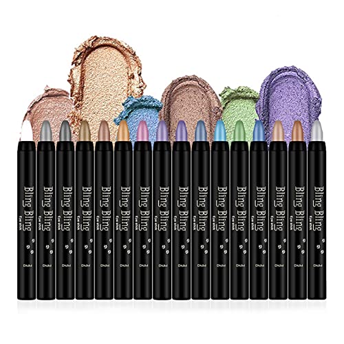 RoseFlower 16 Farben Lidschatten Stift Set, Wasserfester Glitzer Lidschatten Stift, Matte Lidschatten Stick Lidschattenstift Liedschattenstifte, Eyeshadow Stick Augen Make-up für Frauen von RoseFlower