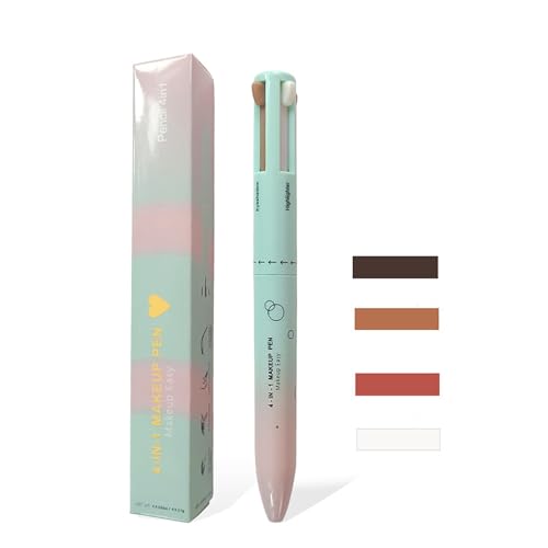 RoseFlower 4 in 1Make-up-Stift, All in 1 Makeup Pen, Eyeliner & Augenbrauenstift & Lip Liner & Highlighter Stick, 4 Farbe Wasserfester Multifunktions-Schminkstift, Kompakt für das Reisen(#1) von RoseFlower