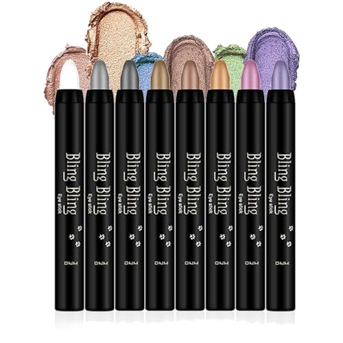 RoseFlower 8 Farben Lidschatten Stift Set, Wasserfester Glitzer Lidschatten Stift, Matte Lidschatten Stick Lidschattenstift Liedschattenstifte, Eyeshadow Stick Augen Make-up für Frauen von RoseFlower