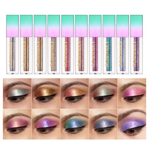 RoseFlower Chamäleon Lidschatten Flüssiger, Multichrome Perlmuttfarbener Glitzer-Lidschatten, Aufhellendes, Glitzerndes Augen-Make-up – Schnell Trocknend & Hochpigmentiert von RoseFlower