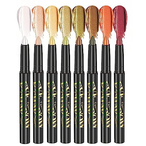 RoseFlower Schimmernd Lidschatten Stift Set, Matt Glitzereffekt, Augen-Make-up, Eyeliner, Augenaufhellerstift – Wasserfest, Langlebig bis zu 10 Stunden, 0.6g von RoseFlower