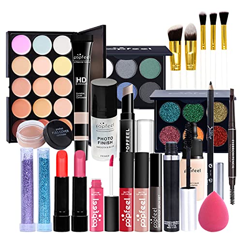 RoseFlower Schminke Set Profi Make Up Set Teenager Mädchen Schminkkoffer Kosmetische Makeup Paletten Lidschatten Vollgesichts Schminke Geschenkset mit Tragbare Reise Aufbewahrungstasche von RoseFlower