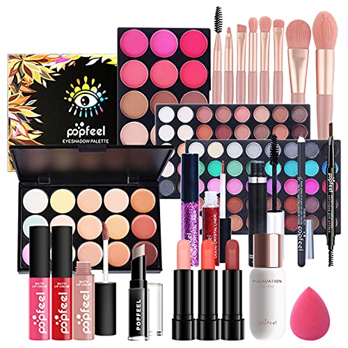 RoseFlower Schminke Set Profi Make Up Set Teenager Mädchen Schminkkoffer Kosmetische Makeup Paletten Lidschatten Vollgesichts Schminke Geschenkset mit Tragbare Reise Aufbewahrungstasche von RoseFlower