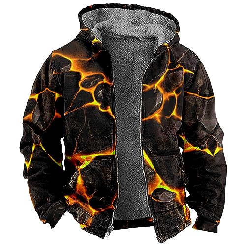 Kapuzenpullover Für Herren Regenjacke Fahrrad Herren Militär Jacke Herren 3D Druck Fleecefutter Übergangsjacke Mit Taschen Winterjacke Mit Reißverschluss Bomberjacke Herren Blau (Schwarz M) von Rosennie