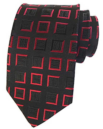 Rosiika Herren Modern Gestreifte karierte gemusterte formelle Krawatte College Täglich Gewebte Hochzeit Krawatten, schwarz / rot, Einheitsgröße Rosiika Herren Modern Gestreifte karierte gemusterte formelle Krawatte College Täglich Gewebte Hochzeit Krawatten, schwarz / rot, Einheitsgröße von Rosiika
