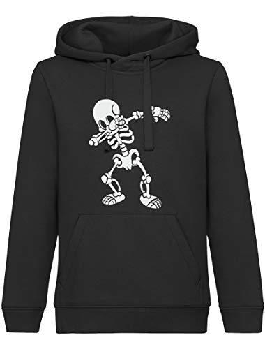 RoughTex Premium Hoodie Jungen Mädchen Dabbing Skelett Dickes Cooles Sweatshirt mit Kapuze Schwarz 152 von RoughTex