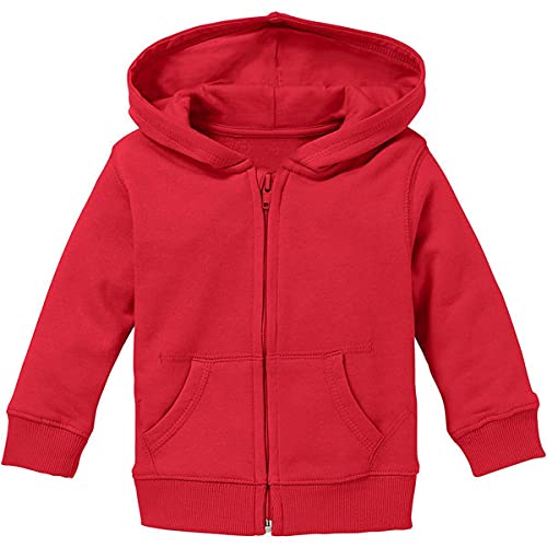 Baby Zip Hoodie Kapuzenjacke Sweatshirt 100% Baumwolle Rot 68/74 von Roughtex