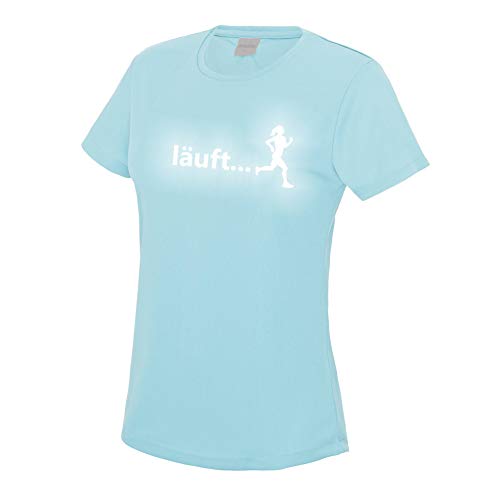 Laufshirt Damen Glowfit T-Shirt LÄUFT reflektierend Jogging Funktionsshirt Mint S von Roughtex