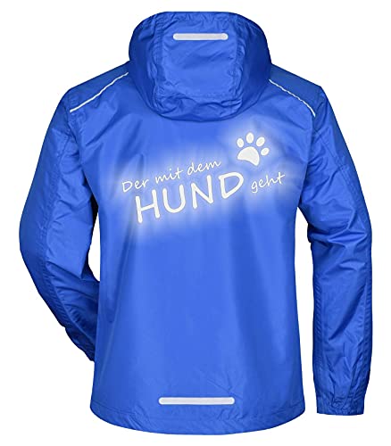 Regenjacke Herren Spruch Der mit dem Hund geht reflektierend bedruckt Royal 3XL von Roughtex