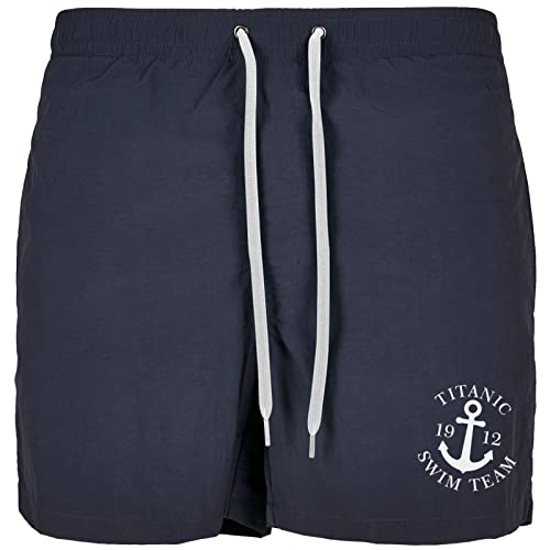 Roughtex Badehose Herren kurz lustig Bedruckt Titanic Swim Team Swimshorts Navy L von Roughtex