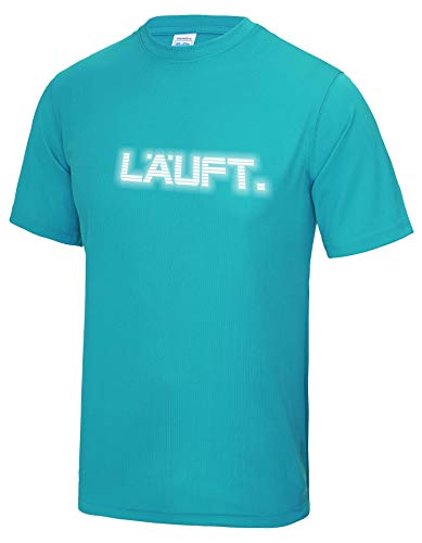 Roughtex Herren Laufshirt Reflex LÄUFT Funktionsshirt Sport Running Fitness Fun Tshirt mit Spruch Hawaii Blau XL von Roughtex