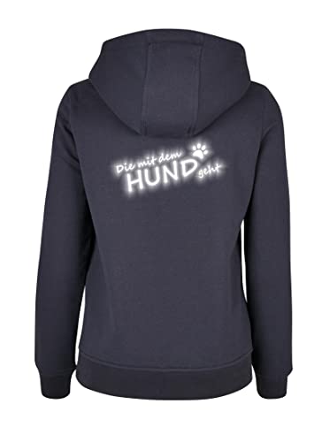 Roughtex Hoodie Damen Die mit dem Hund geht Kapuzen-Pullover reflektierend Bedruckt - fällt klein aus Navy XL von Roughtex