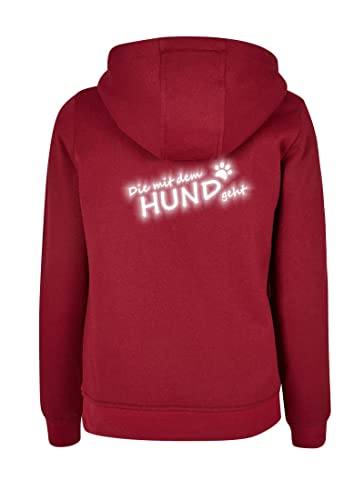 Roughtex Hoodie Damen Die mit dem Hund geht Kapuzen-Pullover reflektierend Bedruckt - fällt klein aus Burgundy L von Roughtex