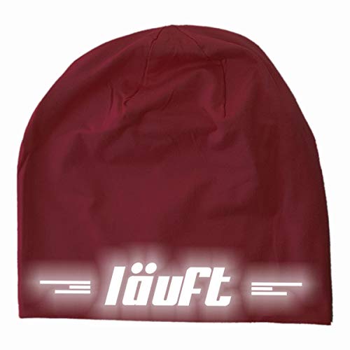 Roughtex Laufmütze Herren Damen Sport Mütze reflektierend zum Laufen Jogging Beanie Laufmützen LÄUFT Maroon XS/S von Roughtex