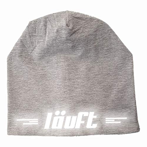 Roughtex Laufmütze Herren Damen Sport Mütze reflektierend zum Laufen Jogging Beanie Laufmützen LÄUFT Sports Grey M/L von Roughtex