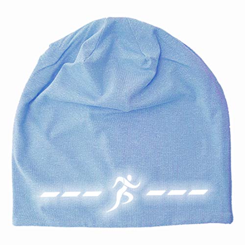 Roughtex Laufmütze Herren Damen Sport Mütze reflektierend zum Laufen Jogging Beanie Laufmützen Sommer Winter Heather Indigo M/L von Roughtex