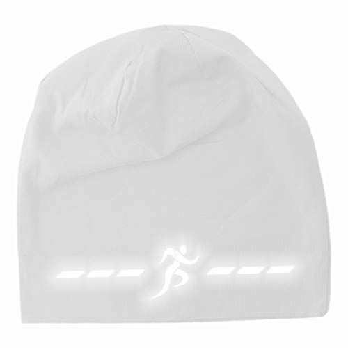 Roughtex Laufmütze Herren Damen Sport Mütze reflektierend zum Laufen Jogging Beanie Laufmützen Sommer Winter White XS/S von Roughtex