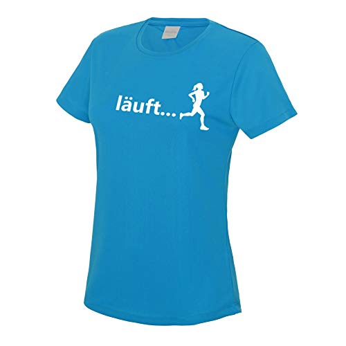 Roughtex Laufshirt Damen Läuft Running Tshirt Bedruckt Medium Fit Aqua weiß L von Roughtex