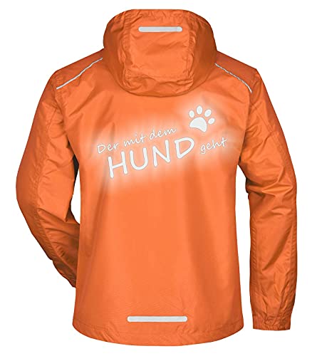 Roughtex Regenjacke Herren Spruch Der mit dem Hund geht reflektierend bedruckt Orange XL von Roughtex