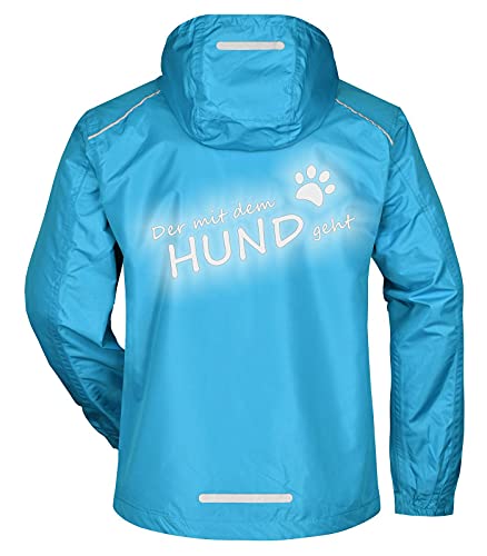 Roughtex Regenjacke Herren Spruch Der mit dem Hund geht reflektierend bedruckt Türkis XL von Roughtex