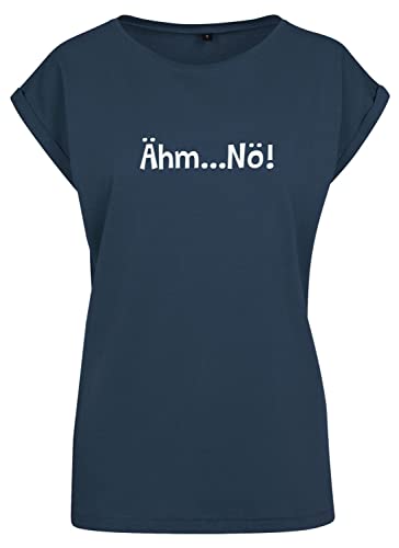 Spruch T-Shirt Damen Extended Shoulder Ähm.Nö Navy M von Roughtex