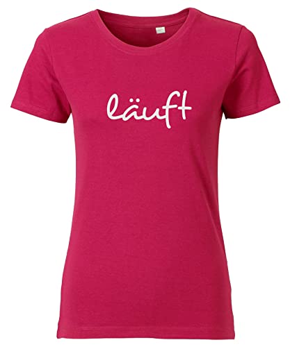 Spruch T-Shirt Damen mit Aufdruck LÄUFT bedrucktes Premium Tshirt Sorbet Weiß S von Roughtex