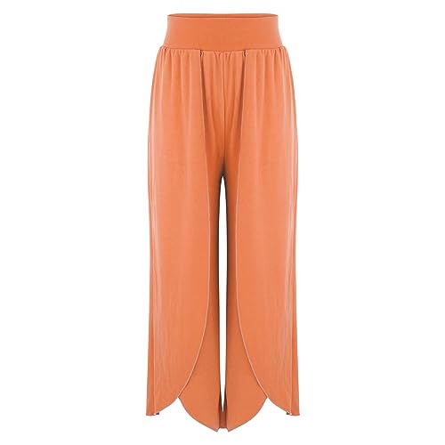 Culottes Hosen Damen Leichte Sommerhose, Damen Wickelhose mit Schlitz Weites Bein Rüschen Hose Damen Sommer Yogahose Leicht Luftige Sommerhosen Plissee Bequeme Sporthose für Frauen Schlaghose von Rouingdd