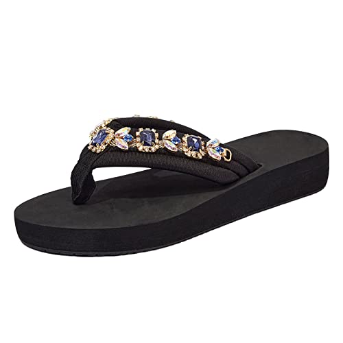 Damen Pantoletten Flach Flip Flops Damen Zehentrenner Sommer Badelatschen Flach Slides Damen Sandalen Strand Schuhe Damen Weiches Bequem Wandersandalen Rutschfest Damen Plateau Leicht Sandalen von Rouingdd