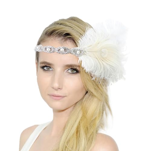 Haarschmuck Stirnband Damen Karneval Kostüm Damen Mardi Gras Feder Vintage Haarbänder Bühne Performance Maskerade Modell Laufsteg Kopfbedeckungen von Rouingdd