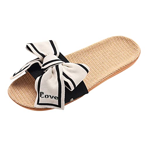 Rouingdd Damen Zehentrenner Strandschuhe Boho Hausschuhe Leicht Elastische Glitzer Freizeitschuhe Elegante Bequem Slide Sandal Open Toe Böhmische Strass Sandaletten Rutschfest Flache Riemchensandalen von Rouingdd