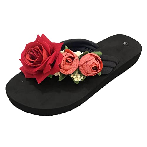 Rutschfest Damen Plateau Leicht Sandalen Damen Zehentrenner Sommer Badelatschen Damen Pantoletten Flach Flip Flops Flach Slides Damen Sandalen Strand Schuhe Damen Weiches Bequem Wandersandalen von Rouingdd