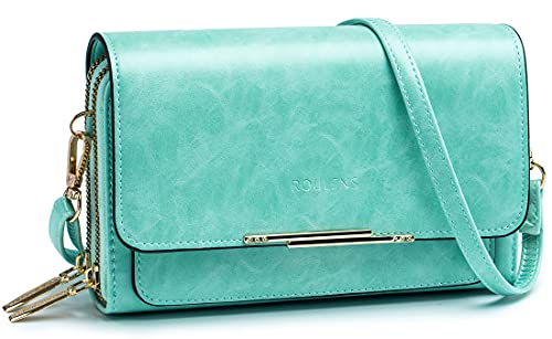 Roulens Klein Handy Umhängetasche,Damen Kleine Umhängetasche,PU Leder Crossbody Schultertasche Reisepass Handytasche mit Kartenschlitz Verstellbar Abnehmbar Schultergurt von Roulens