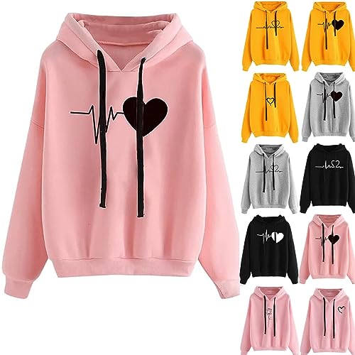 Damen Pullover Kapuzenpullover Mit Kordelzug LäSsige Kapuzenpulli Tops Mit Kapuze Mode Druck Sweatshirt Hoodie Oberteil Langarm Freizeitbluse Tops Sport Fitness Pullover Pulli Herbstoutfits Kleidung von routinfly