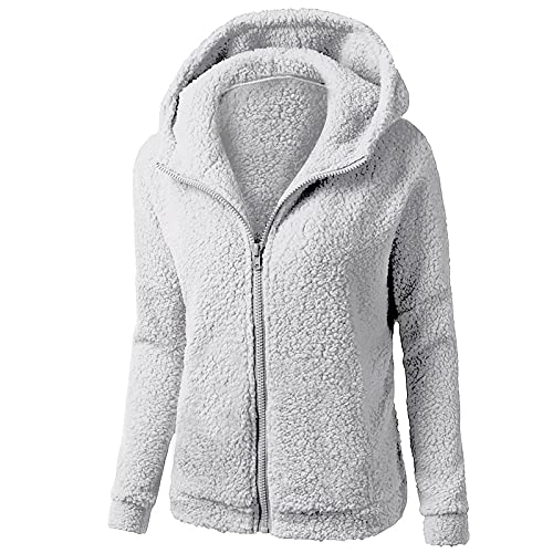 routinfly Frauen Fuzzy Fleece Mantel Strickjacke Langarm Hoodie Wollmantel Frauen Plus GrößE Hoodie Winter Damen Mody Mody Color ReißVerschluss Up Sweatshirt Warme Tops von routinfly