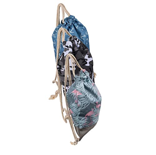 Fashion Beutel Turnbeutel Tasche Gymbag Gym Bag mit Kordelband Trage Tüte Sack Rucksack zum Umhängen in verschiedenen Motiven zur Auswahl (Camouflage) von ootb