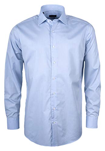 Herren Hemd aus Baumwolle Slim Fit Langarm Bügelleicht natürlicher Stretch (hellblau, 39) von Roy Robson