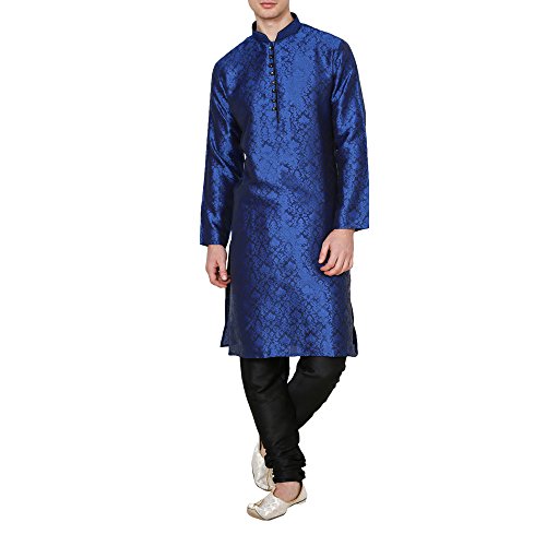 Kurta Royal Men's Jacqaurd Silk Festive Wear Pyjama Set von Royal Kurta