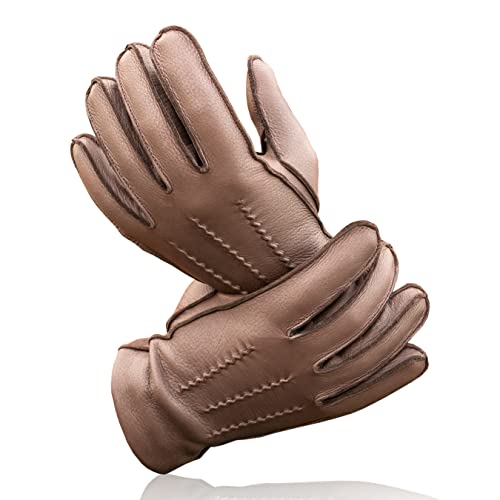 Royal Phoenix® Lederhandschuhe Herren - Sehr Weiche Hirschleder Handschuhe mit Kaschmir Innenfutter - Leather Gloves Men - Herren Winterhandschuhe aus Leder, Braun, L von Royal Phoenix