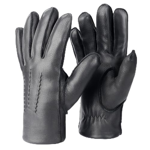 Royal Phoenix® Lederhandschuhe Herren - Sehr Weiche Hirschleder Handschuhe mit Kaschmir Innenfutter - Leather Gloves Men - Herren Winterhandschuhe aus Leder, Schwarz, S von Royal Phoenix