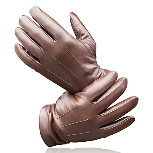 Royal Phoenix® Lederhandschuhe Herren - Luxuriöse Nappaleder Handschuhe gefüttert mit Kaschmir - Leather Gloves Men - Winterhandschuhe Herren aus Leder, Braun, XL von Royal Phoenix