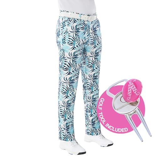 Royal & Awesome Tropics Golfhose für Männer, Golfhosen für Männer, Funky Golfhosen, Sich verjüngte Herrengolfhosen von Royal & Awesome