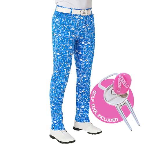 Royal & Awesome Golfhose für Männer, Gemustert, auffällige Herren Golfhose, Best Layed Plans, Bundweite: 97 cm, beinlänge: 81 cm (38 W / 32 L) von Royal & Awesome