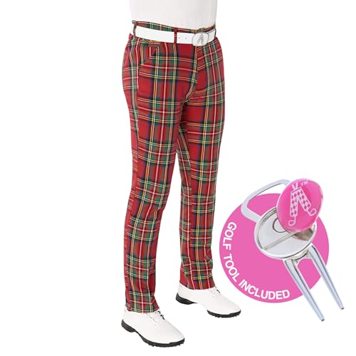 Royal & Awesome Golfhose für Männer, Gemustert, auffällige Herren Golfhose, Stewart Tartan, 30 W/30 L von Royal & Awesome