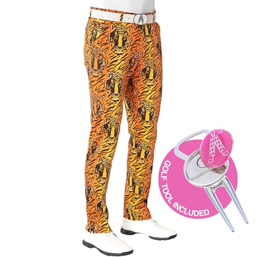 Royal & Awesome Tiger Swing Golfhose für Männer, Golfhosen für Männer, Funky Golfhosen, Sich verjüngte Herrengolfhosen von Royal & Awesome