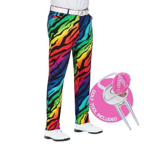 Royal & Awesome Wild One Golfhose für Männer, Golfhosen für Männer, Funky Golfhosen, Sich verjüngte Herrengolfhosen von Royal & Awesome